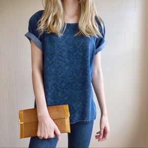 Cloth & Stone Leopard Chambray Short Sleeve Shirt